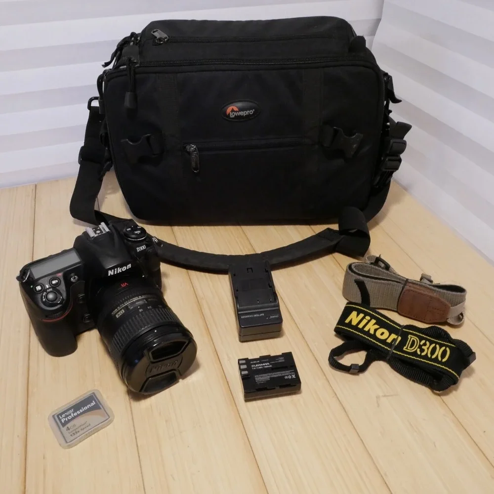 Nikon D300 Digital SLR Camera with Lens, Case, Straps, Battery, Charger, CF Card